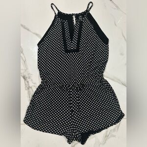 Ann Taylor LOFT Beach Monochrome Patterned Sleeveless Rompers